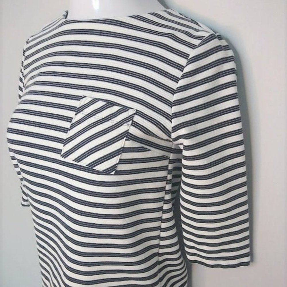 Merona Black and White Striped Top 3/4 Sleeve Small Petite